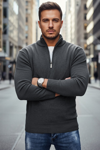 Férfi világos szürke pulóver Dstreet WX2339