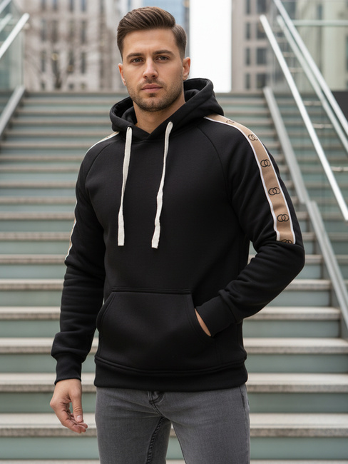 Férfi kapucnis pulóver fekete Dstreet BX5941