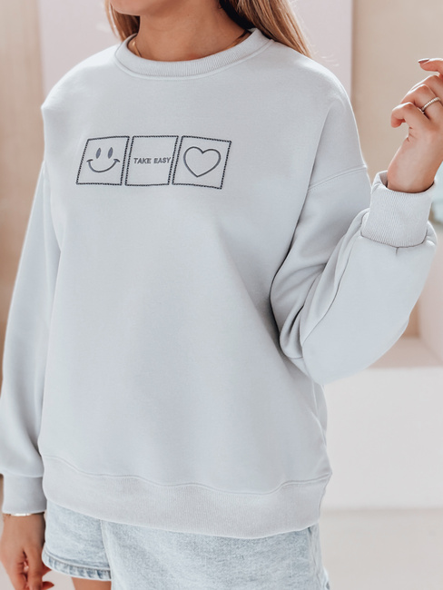 Női oversize pulóver hímzéssel EASYJOY kék Dstreet BY1516