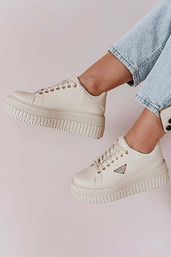 Női platform tornacipő SNIKPIK bézs Dstreet ZY0927 ZY0927