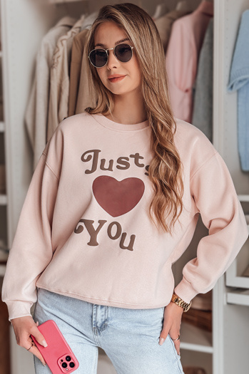 Női oversize nyomtatott pulóver FEELME rózsaszín Dstreet BY1473
