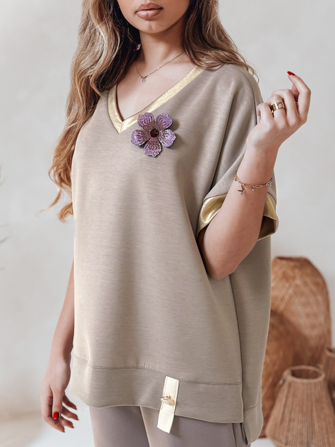 Női oversize blúz SHINE LOVE mokka Dstreet RY2911 Dstreet RY2911
