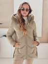 Női télikabát LOVEINSIDE steppelt szőrmével camel Dstreet TY5051