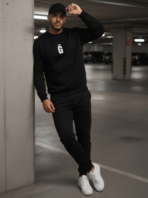 Férfi grafit fekete pulóver Dstreet BX5930