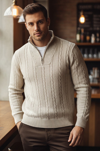 Férfi pulóver állógallérral bézs Dstreet WX2327