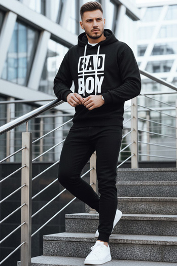 Férfi kapucnis pulóver fekete Dstreet BX5925