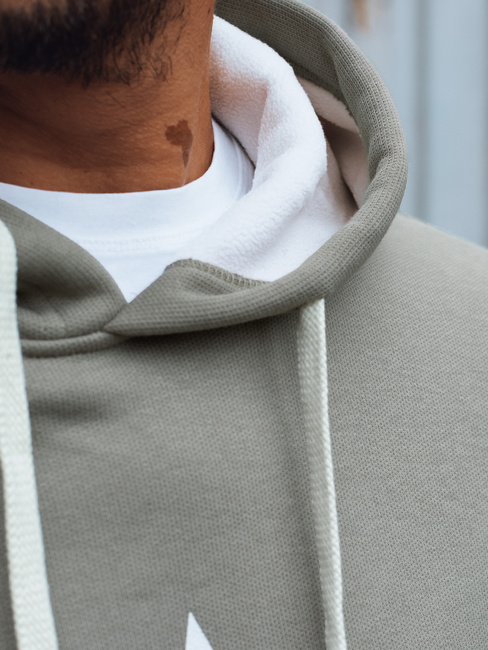 Férfi khaki kapucnis pulóver Dstreet BX5928