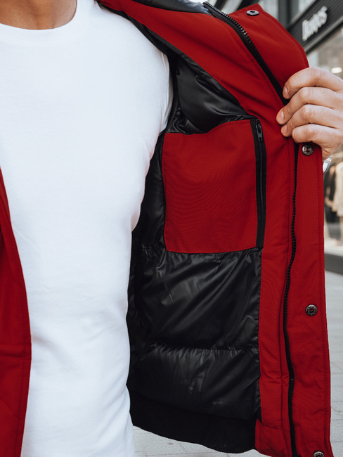 Férfi télikabát bordó Dstreet TX4309