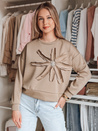 Női oversize pulóver virággal PETITKA mokka Dstreet BY1386