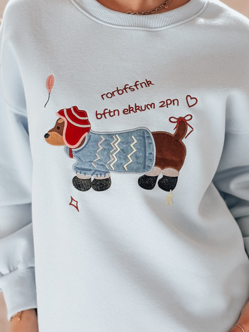 Női oversize pulóver hímzéssel DOGSWEETY kék Dstreet BY1479