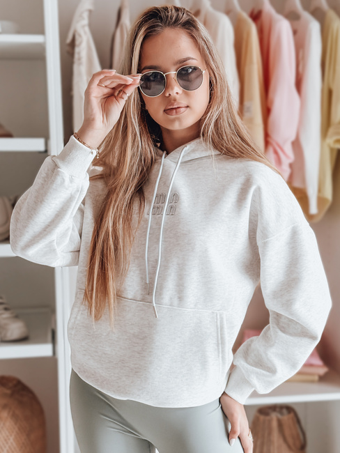 Női oversize kapucnis pulóver MINMIN LOVE szürke Dstreet BY1496
