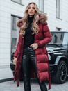 Női steppelt téli kabát szőrmével STYLEBELLA piros Dstreet TY5008
