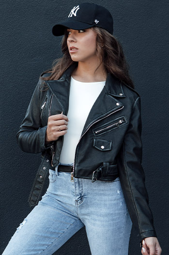 PALIGOR női bőr ramones dzseki fekete Dstreet TY4467