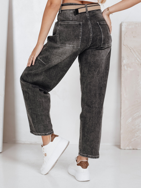 Női széles szárú farmer övvel fekete Dstreet UY2744 UY2744