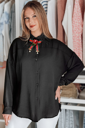 Női oversize hosszú ing masnival LOSANDO fekete Dstreet DY0453