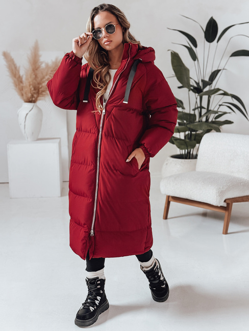 Női téli hosszú steppelt kabát COZYSEASON gesztenyebarna Dstreet TY4955