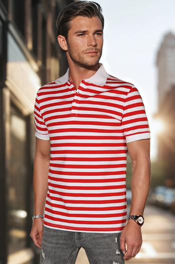Férfi csíkos póló póló fehér Dstreet PX0643