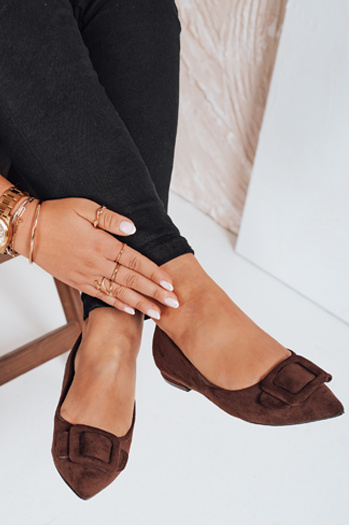 Női szarvasbőr barna balerinák Dstreet ZY1053 ZY1053