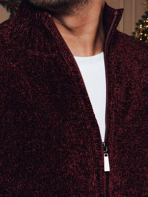 Férfi kigombolt pulóver bordó Dstreet WX2233z