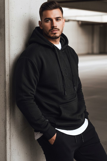 Férfi fekete pulóver Dstreet BX5933