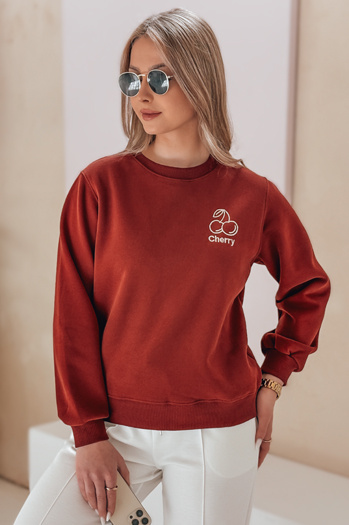 Női oversize pulóver hímzéssel CHERSOFT tégla Dstreet BY1398