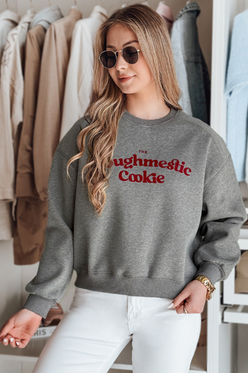 Női oversize pulóver COOKIES nyomtatással sötétszürke Dstreet BY1443