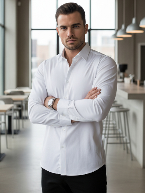 Férfi elegáns fehér ing Dstreet DX2617