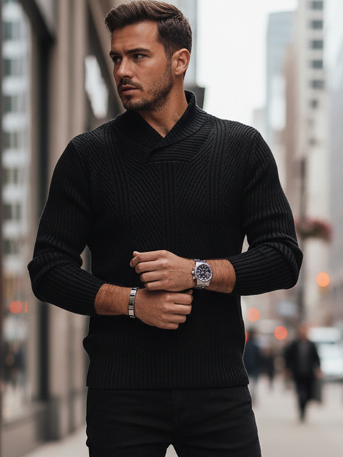 Férfi fekete pulóver Dstreet WX2256z