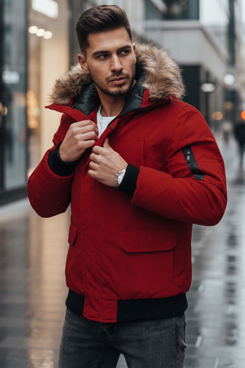 Férfi télikabát bordó Dstreet TX4309