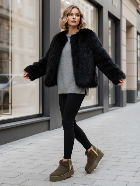 Női szarvasbőr zöld hó csizma Dstreet ZY1295