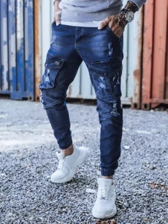 Kék férfi skinny fit farmernadrág övvel Dstreet UX3284_2