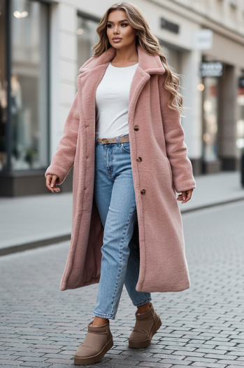 Női télikabát mackó szőrme hosszú rózsaszín Dstreet NY0751z