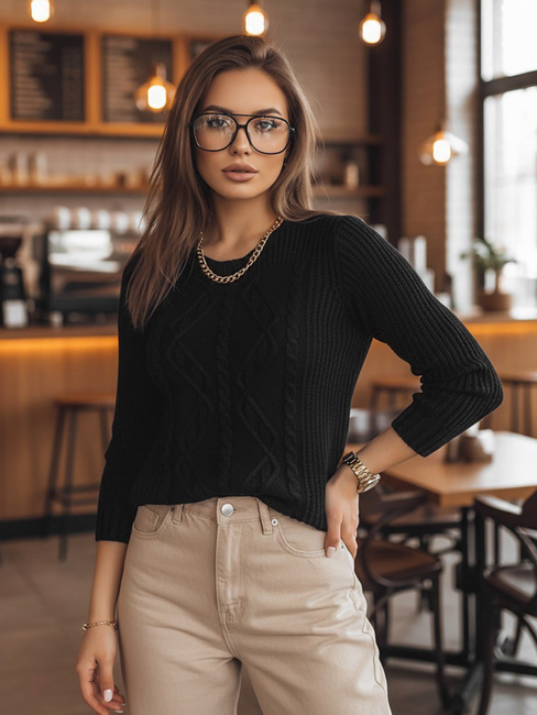 Női áttört pulóver MIRA Szín Fekete DSTREET MY1830