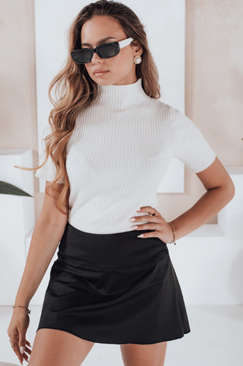 Női rövid ujjú bordázott pulóver GIRLGLORY fehér Dstreet MY2550