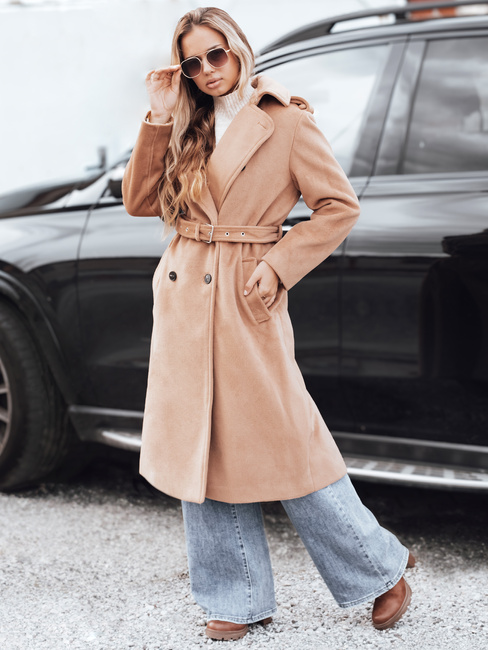 Női télikabát klasszikus trencsni camel Dstreet NY0763
