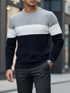 Férfi pulóver kerek nyakkivágással szürke tengerészkék Dstreet WX2320