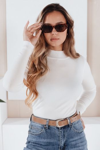 Női félgarbós pulóver TARLENA fehér Dstreet MY2485