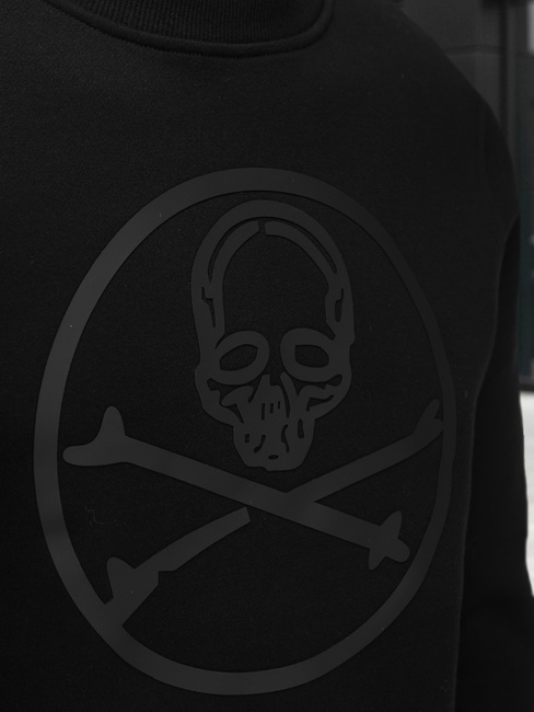 Férfi nyomtatott pulóver fekete Dstreet BX5948