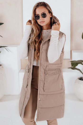 Női steppelt mellény LADISA kávé színben Dstreet TY3289