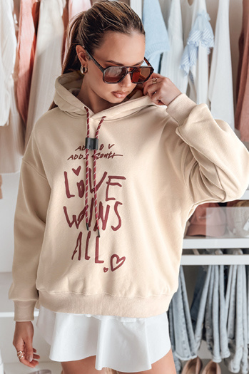Női oversize kapucnis pulóver LOVEWILL bézs Dstreet BY1471