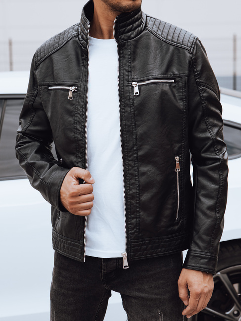 Férfi bőrkabát fekete Dstreet TX4738