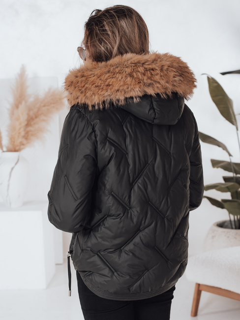 Női télikabát COLDLIKE steppelt kapucnival fekete Dstreet TY5001
