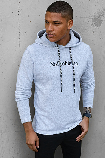 Férfi szürke kapucnis pulóver Dstreet BX5456