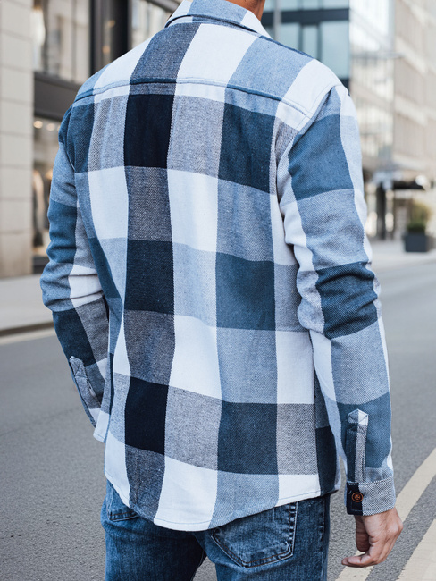 Férfi kék kockás flanel ing Dstreet DX2676