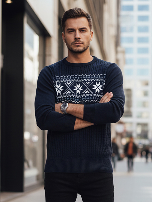 Férfi sötétkék pulóver Dstreet WX2277