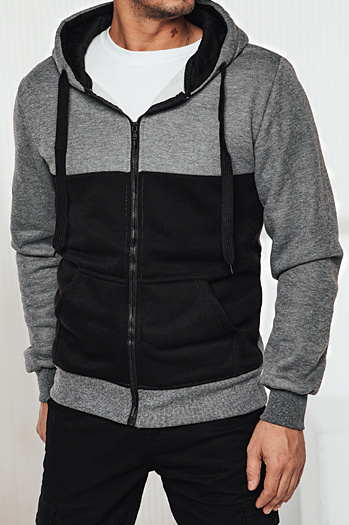 Férfi kapucnis pulóver sötétszürke Dstreet BX5835