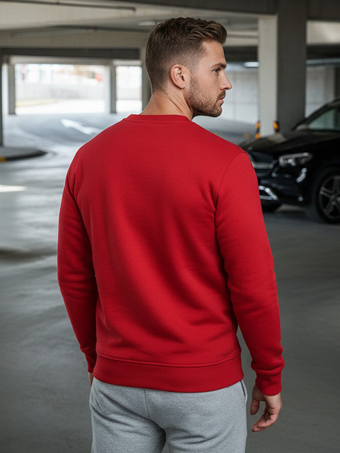 Férfi pulcsi kapucni nélkül piros színben Dstreet BX3867