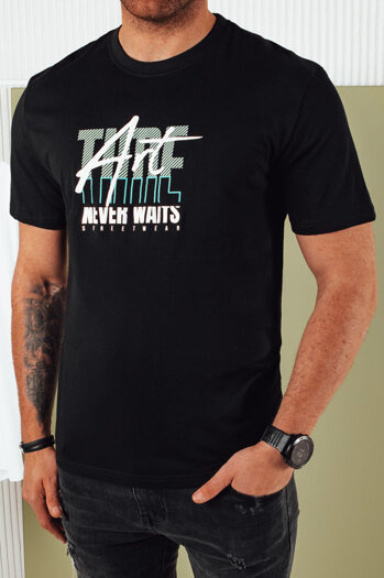 Férfi nyomtatott póló fekete Dstreet RX5391