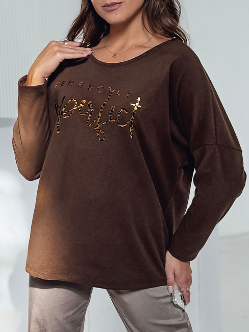 Női oversize blúz PERFSTYLE csokoládé Dstreet RY2667
