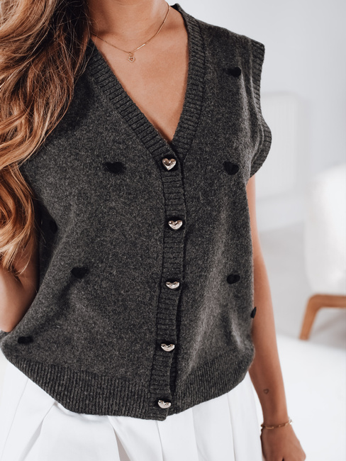 Női ujjatlan pulóver sötétszürke Dstreet MY2521